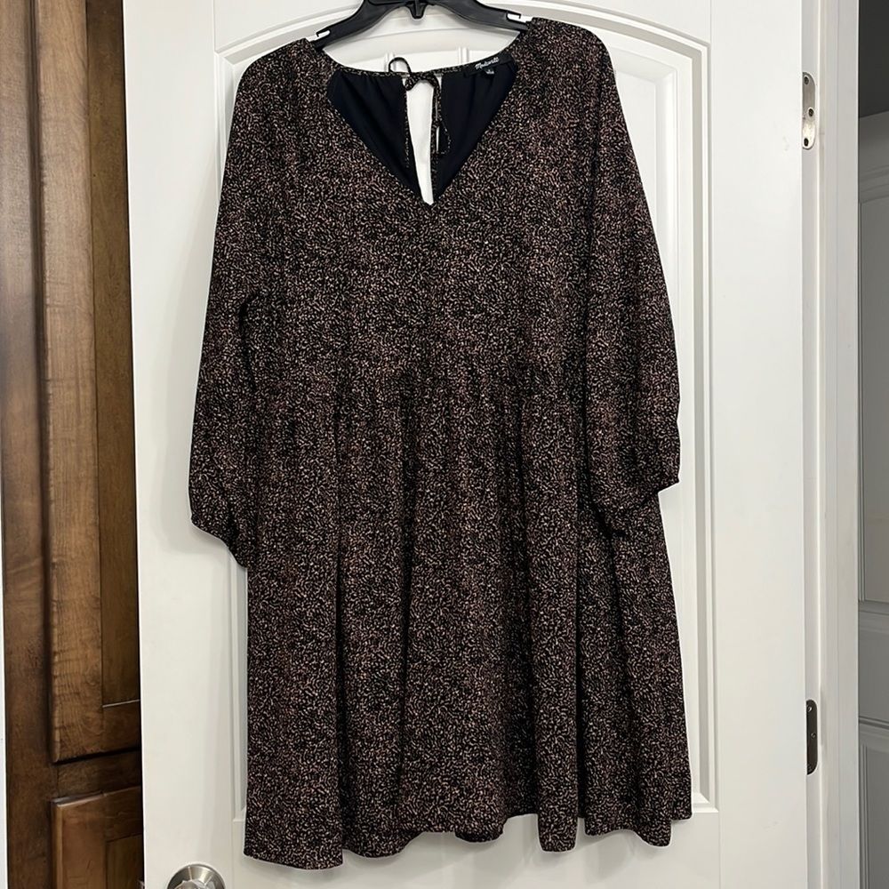 Madewell Crinkle Georgette Babydoll Dress in Brushed Texture